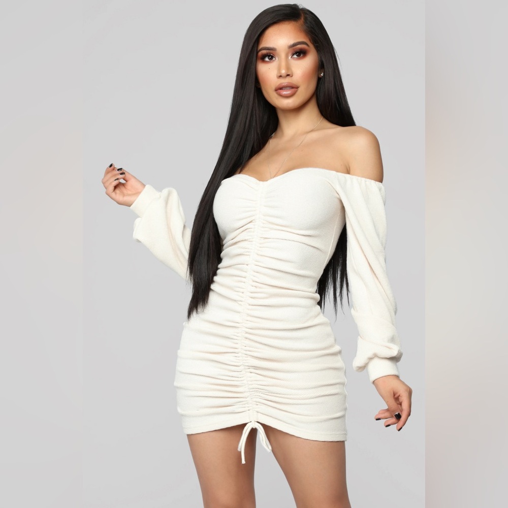 Fashion Nova Baby I'm In Love Ruched Dress - Grey
